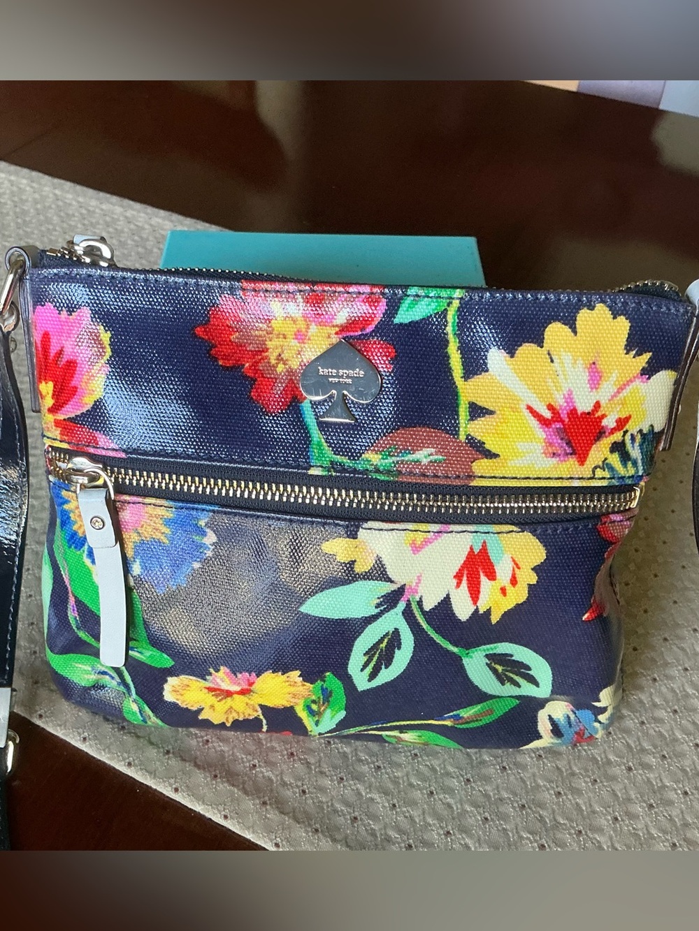 Kate Spade Flicker Tenley with Storybook Lining Floral Navy Blue Crossbody